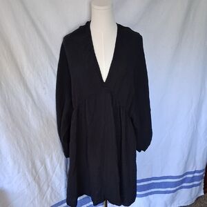 H&M Black Relaxed V-Neck Tunic